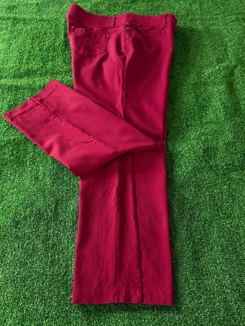 89th & Madison Red Ultra Stretch Straight Leg Ankle Casual Pants Plus Size 18